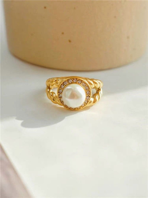 Anillo perla y zirconias